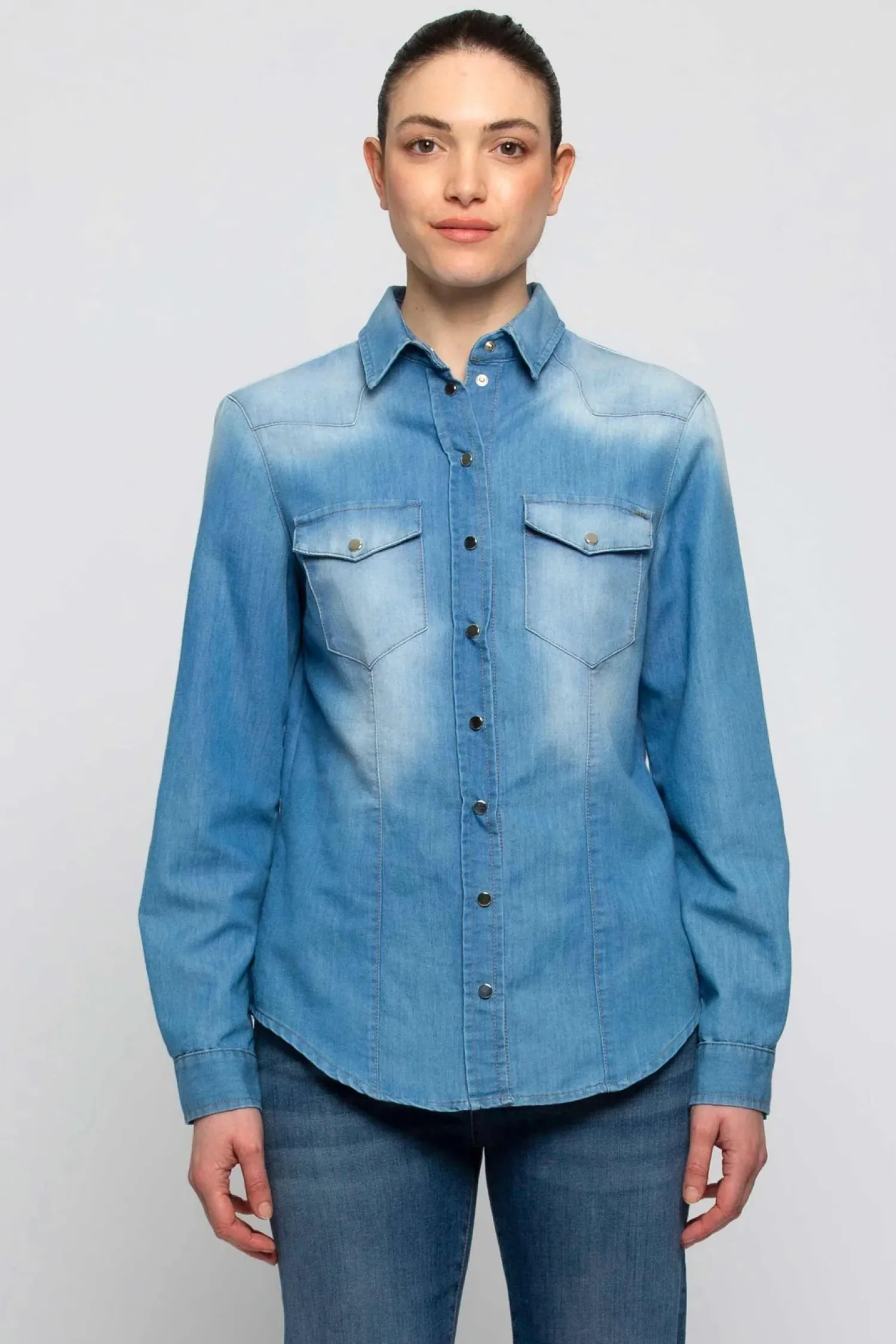Sale Camicia in Denim / Donna Denim|Camicie