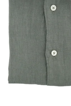 New Camicia in Lino con Chiusura Polo / Uomo Camicie