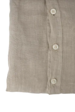 New Camicia in Lino con Chiusura Polo / Beige Uomo Camicie