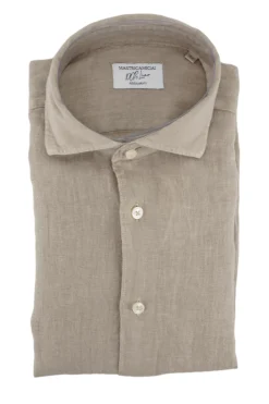 Sale Camicia in Lino con Collo Morbido / Beige Uomo Camicie