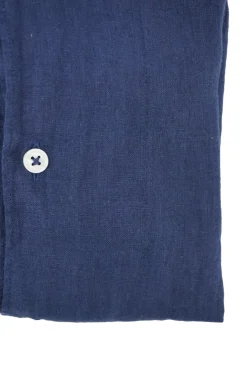 Camicia in Lino con Collo Morbido / Blu Uomo Camicie