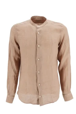Sale Camicia in Lino con Collo Coreano Mastricamiciai / Uomo Camicie