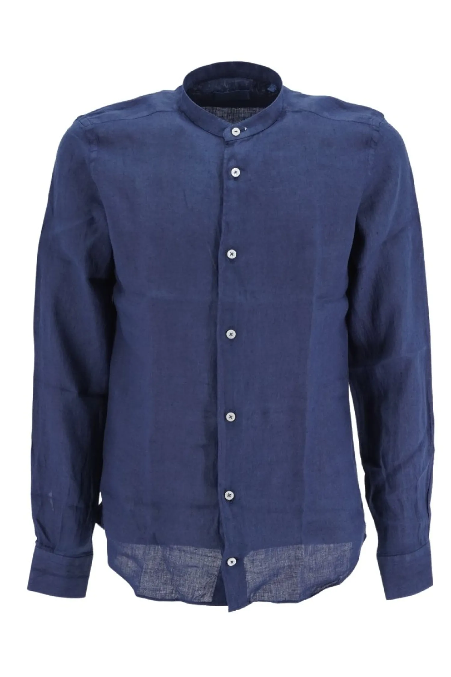New Camicia in Lino con Collo Coreano Mastricamiciai / Blu Uomo Camicie