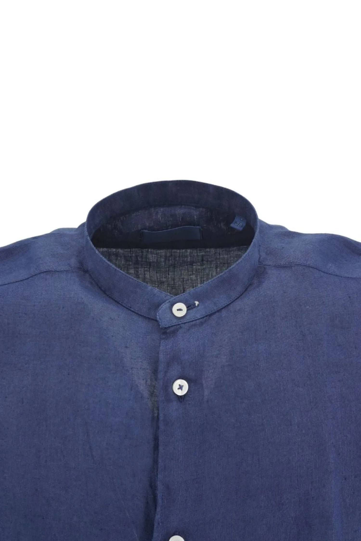 New Camicia in Lino con Collo Coreano Mastricamiciai / Blu Uomo Camicie