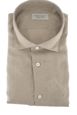 Best Camicia in Lino con Collo Morbido / Beige Uomo Camicie