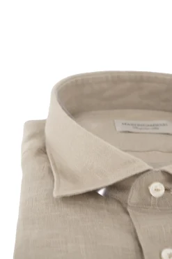 Best Camicia in Lino con Collo Morbido / Beige Uomo Camicie