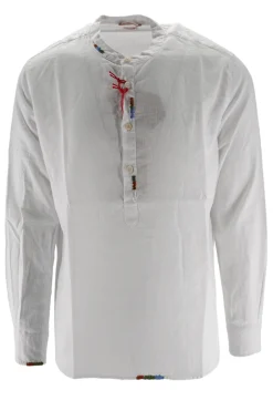 Sale Camicia in Lino con Collo Coreano / Uomo Camicie