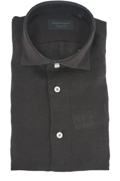Clearance Camicia in Lino con Collo Morbido / Uomo Camicie