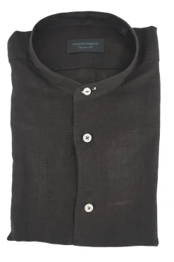 Best Camicia in Lino con Collo alla Coreana / Uomo Camicie