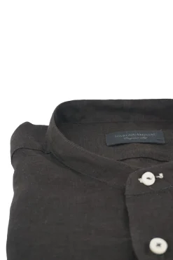 Best Camicia in Lino con Collo alla Coreana / Uomo Camicie