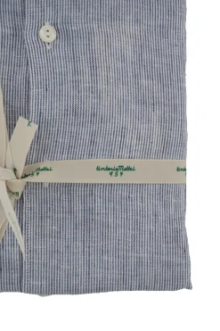 Best Camicia in Lino con Fantasia a Righe / Uomo Camicie