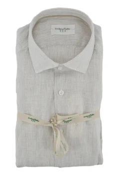 Camicia in Lino con Fantasia a Righe / Uomo Camicie