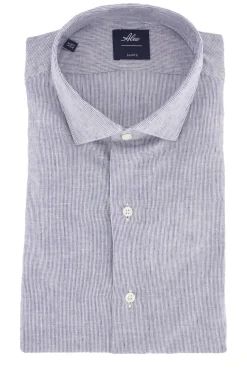 Best Camicia in Misto Lino con Fantasia / Celeste Uomo Camicie