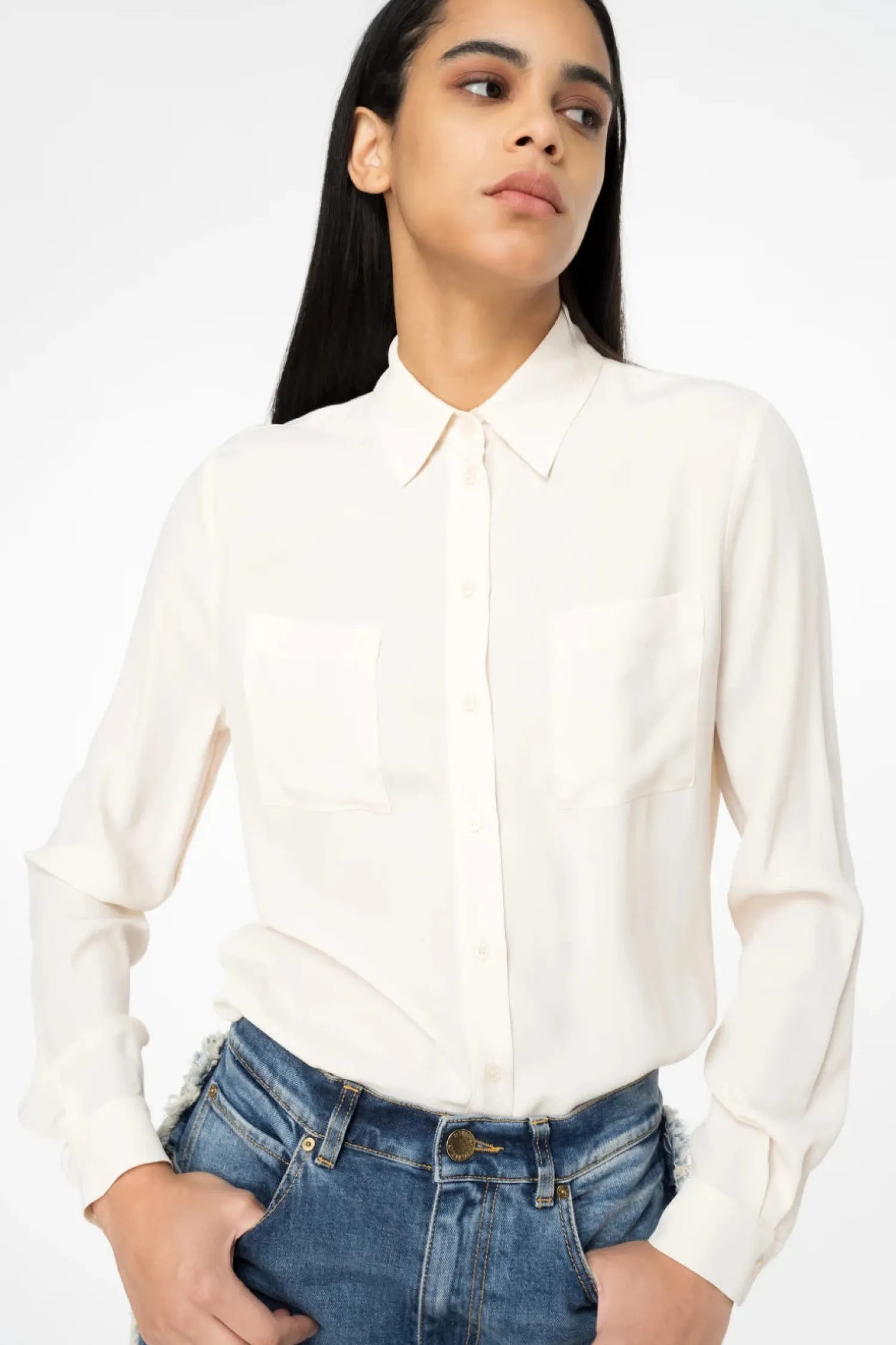 Best Camicia in Misto Seta con Taschini / Donna Camicie