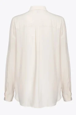 Outlet Camicia in Misto Seta con Taschini / Panna Donna Camicie