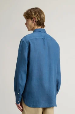 Online Camicia in Puro Lino / Celeste Uomo Camicie