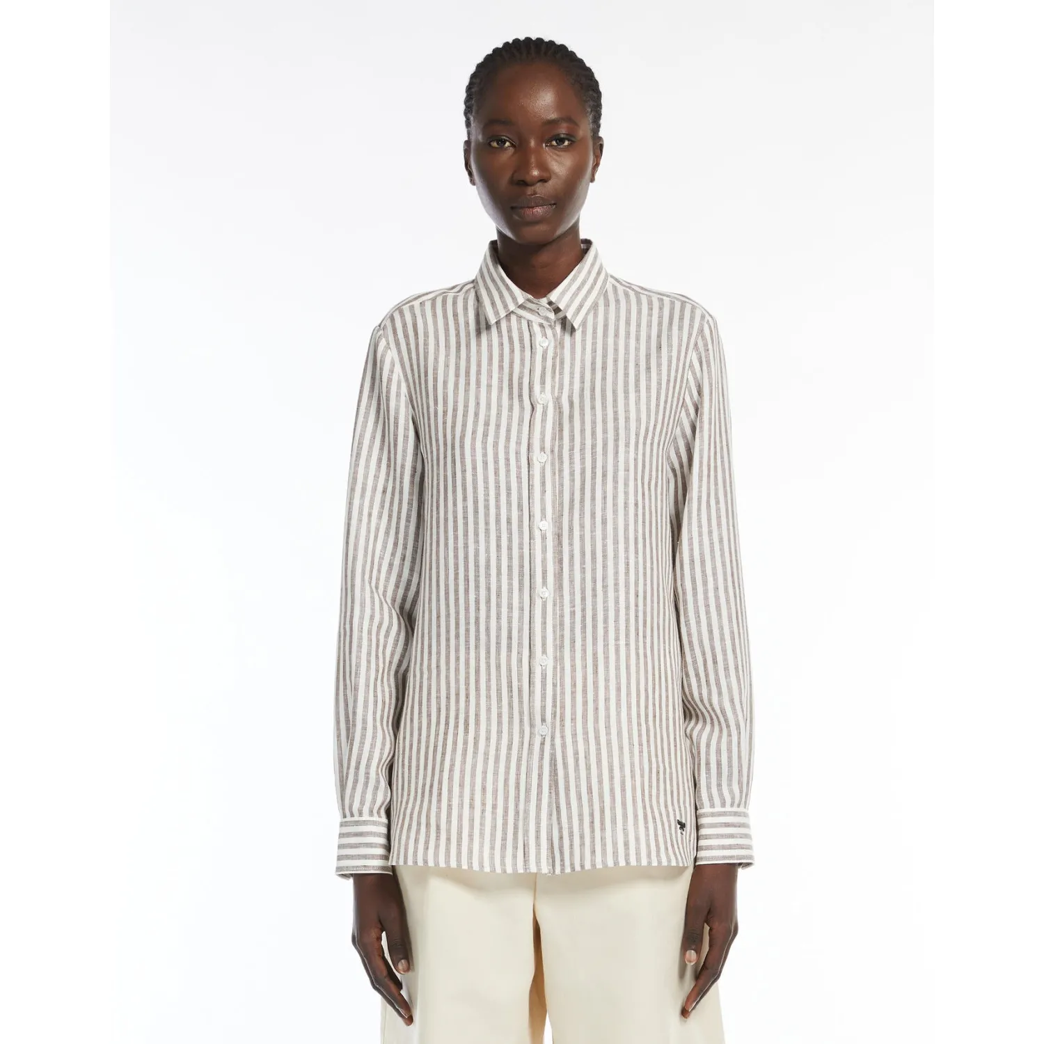 Clearance Camicia in Puro Lino a Righe / Donna Camicie