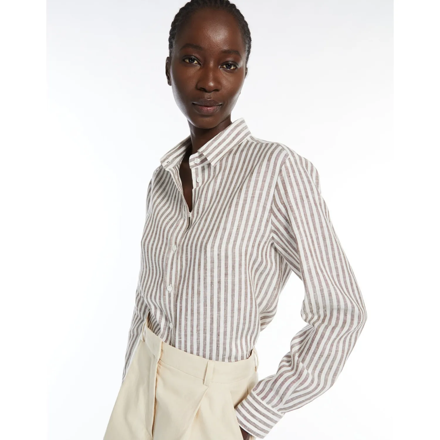 Clearance Camicia in Puro Lino a Righe / Donna Camicie