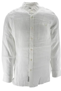 Clearance Camicia in Puro Lino con Colletto alla Coreana / Uomo Camicie