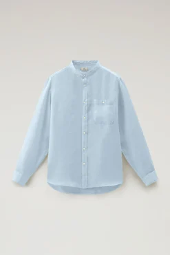 Camicia in Puro Lino con Colletto alla Coreana / Uomo Camicie