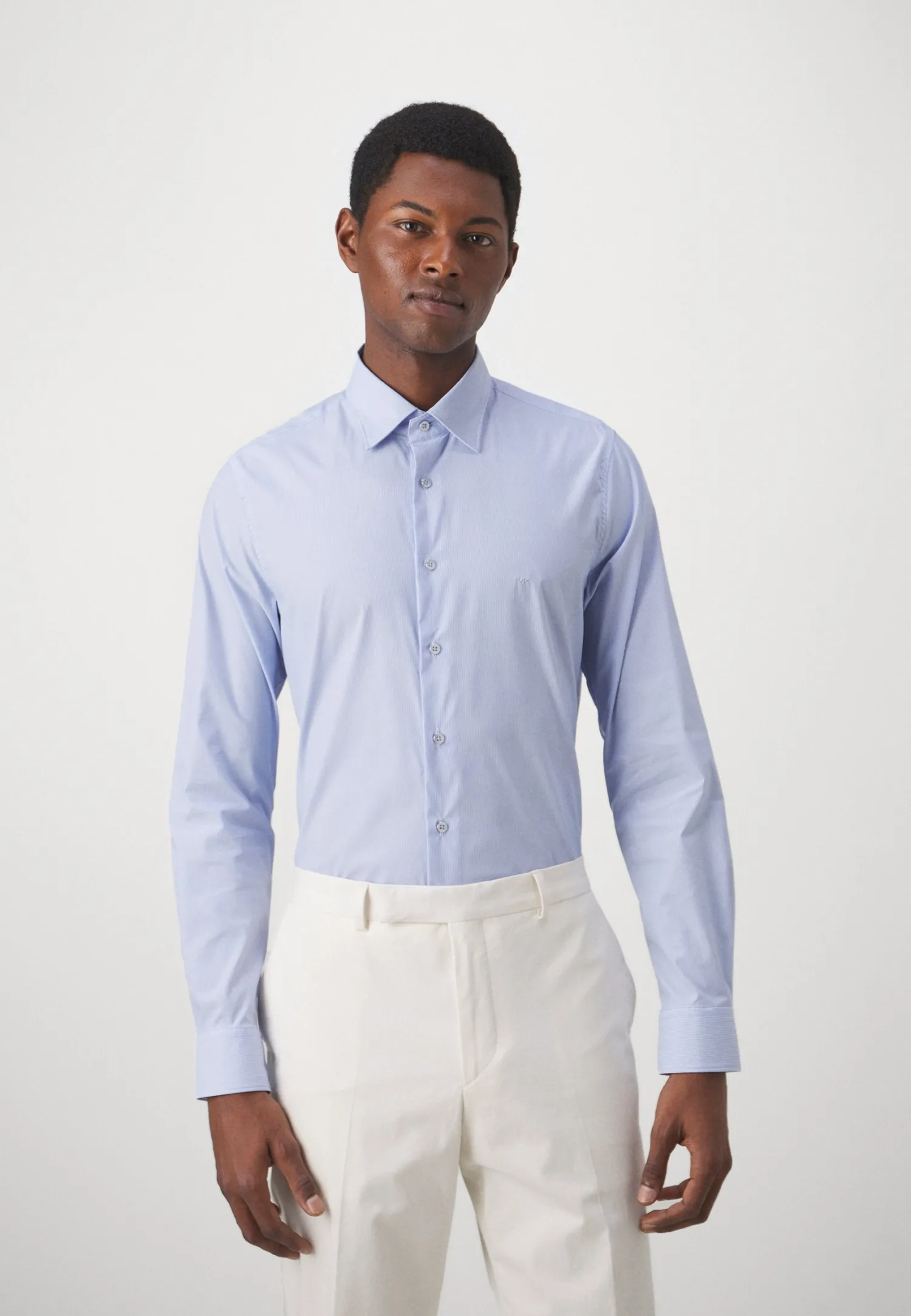 Hot Camicia in Tessuto Tecnico con Fantasia a Righe / Celeste Uomo Camicie