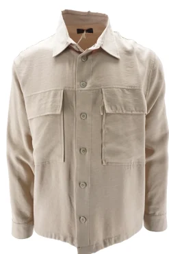 Clearance Camicia Overshirt in Effetto Lino / Uomo Camicie