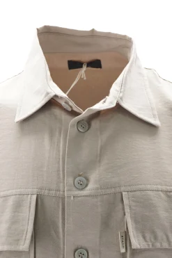 Clearance Camicia Overshirt in Effetto Lino / Uomo Camicie
