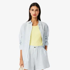 New Camicia Oversize a Righe in Lino / Donna Camicie