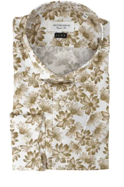 Sale Camicia Regular Fit con Stampa Fiori / Beige Uomo Camicie