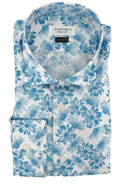 Sale Camicia Regular Fit con Stampa Fiori / Celeste Uomo Camicie