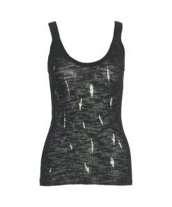 New Canotta Leggera a Costine con Strappi / Donna Top