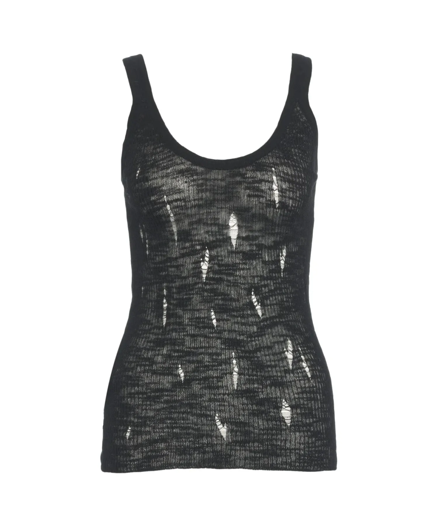 New Canotta Leggera a Costine con Strappi / Donna Top