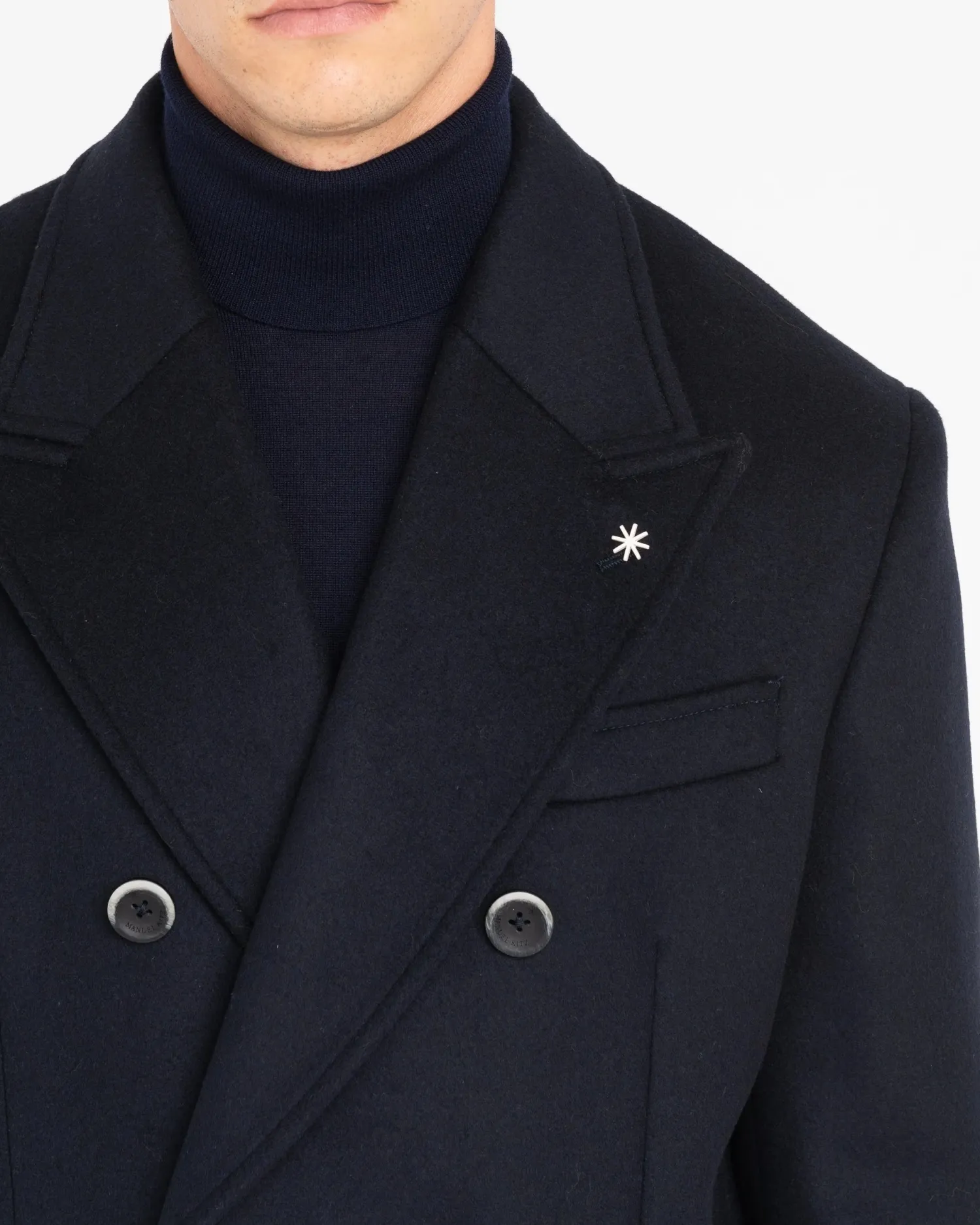Outlet Cappotto Doppiopetto in Misto Lana / Blu Uomo Cappotti