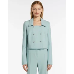 Giacca Doppio Petto in Crepe di Lana / Verde Donna Giacche