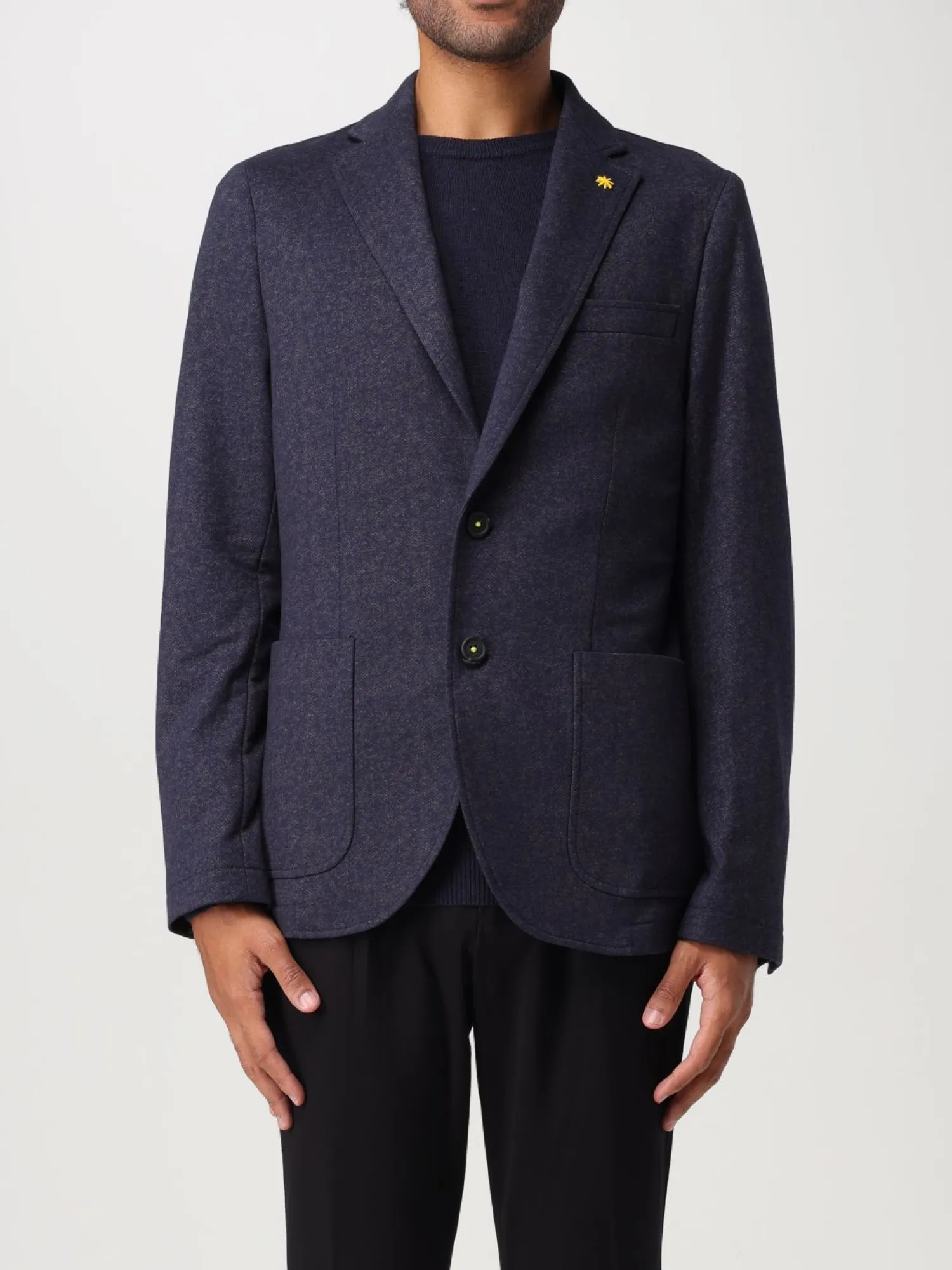 Online Giacca in Cotone con Tasche a Toppa / Blu Uomo Giacche