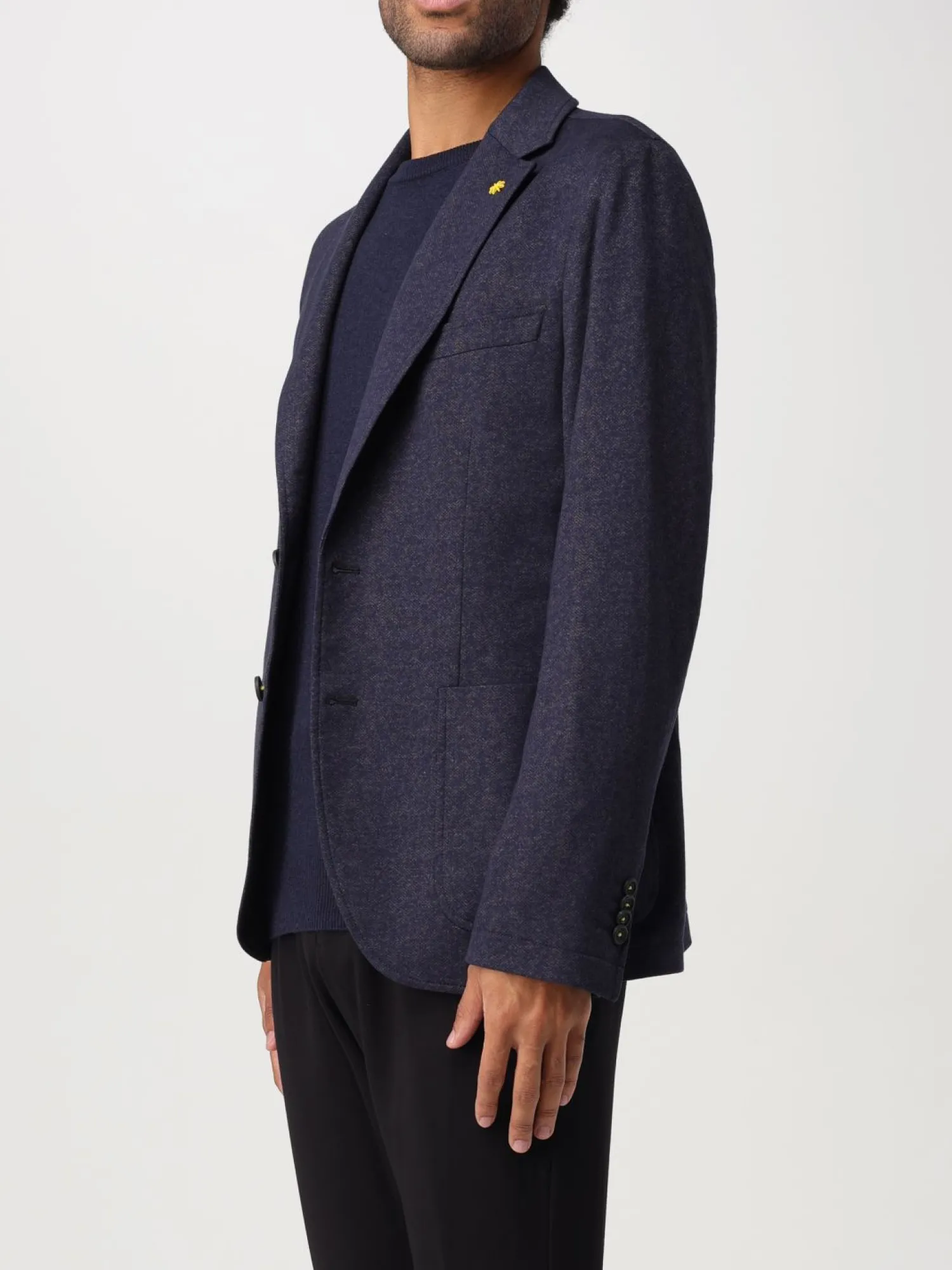 Online Giacca in Cotone con Tasche a Toppa / Blu Uomo Giacche