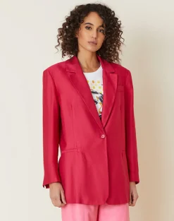 Sale Giacca Over in Misto Lino e Viscosa / Fucsia Donna Giacche
