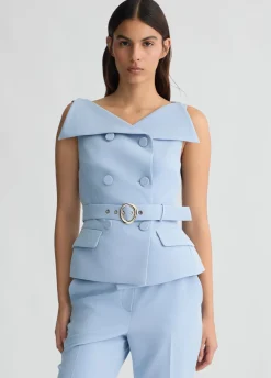 Clearance Gilet Doppiopetto con Cintura / Donna Top