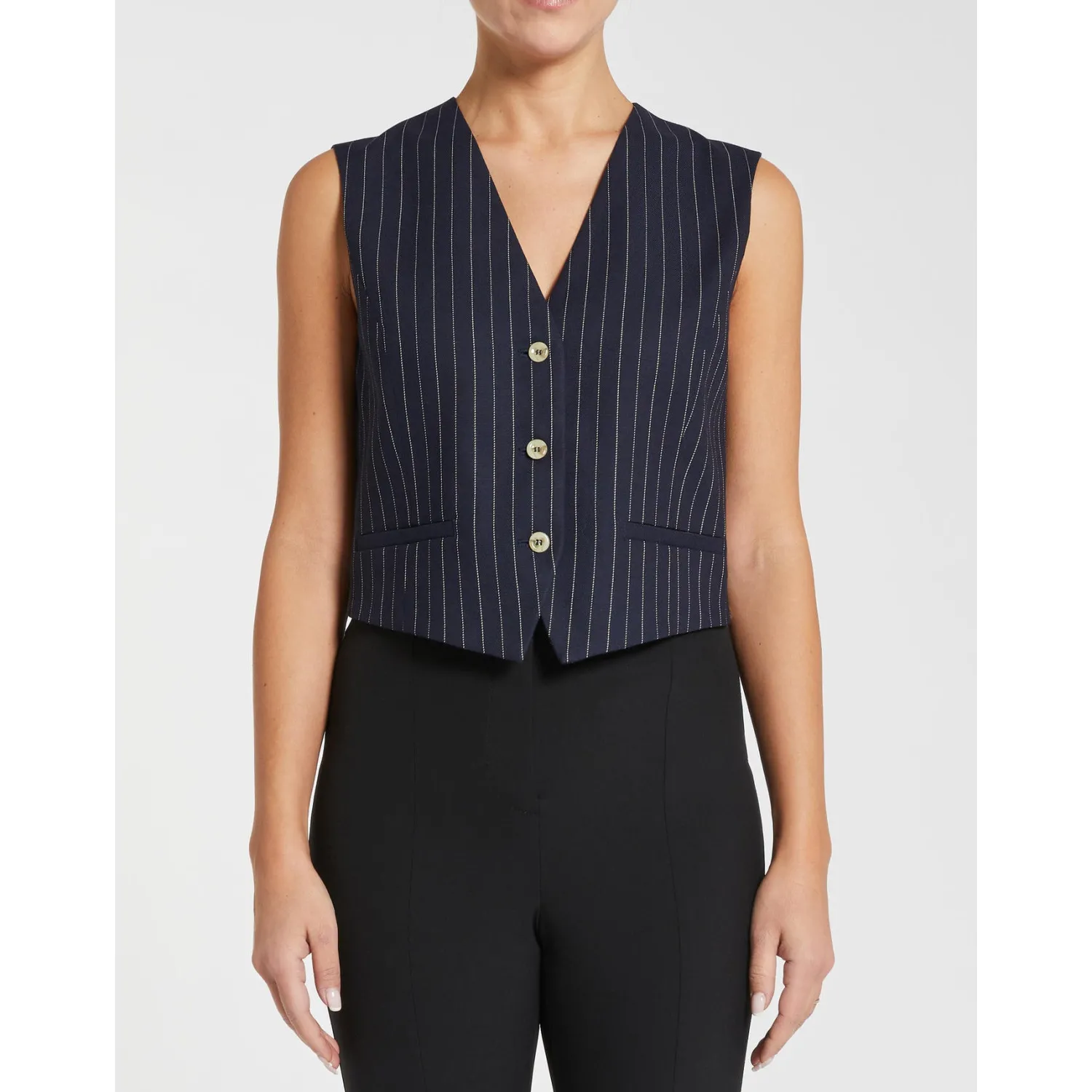 Hot Gilet Slim a Disegno Gessato / Donna Top
