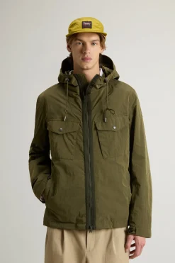 Giubbino con Cappuccio in Misto Nylon / Uomo Giubbotti