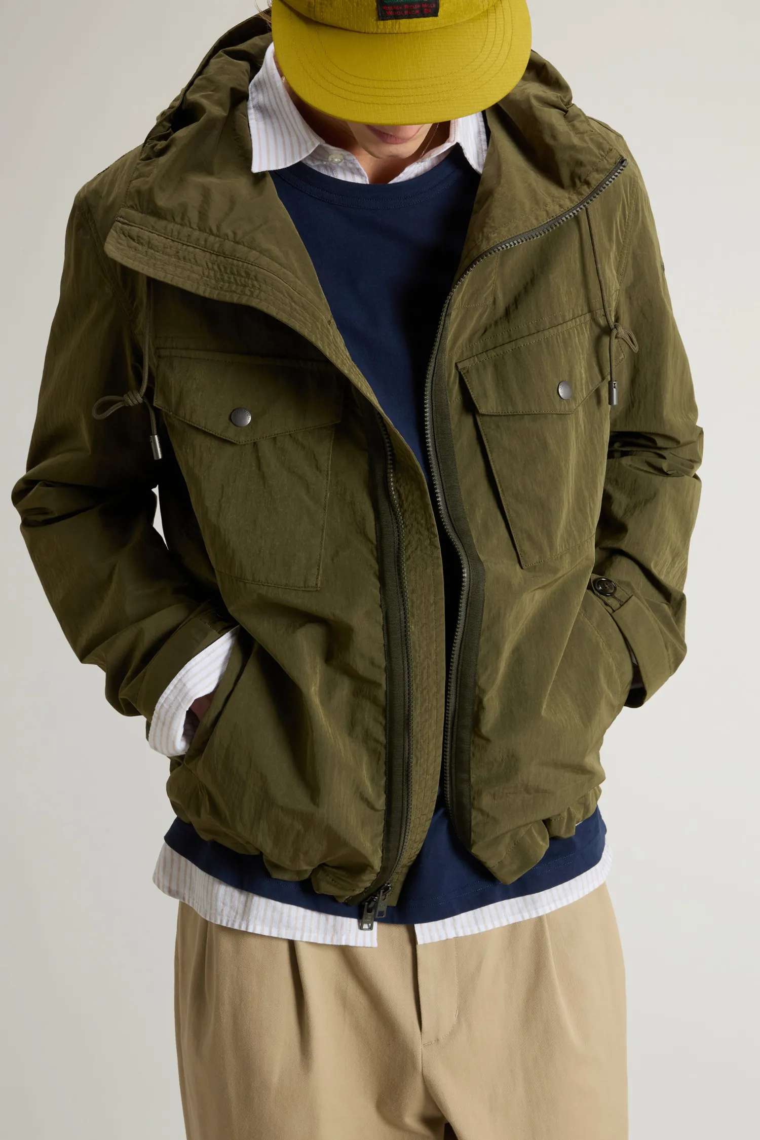 Giubbino con Cappuccio in Misto Nylon / Uomo Giubbotti