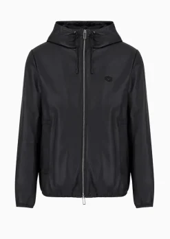 Sale Giubbino in Pelle con Zip e Cappuccio / Uomo Giubbotti