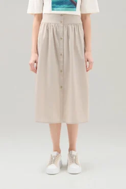 New Gonna Midi in Popeline di Cotone / Donna Gonne