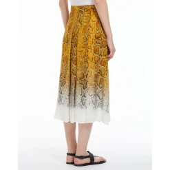 Hot Gonna Vita Alta in Seta Stampata / Giallo Donna Gonne