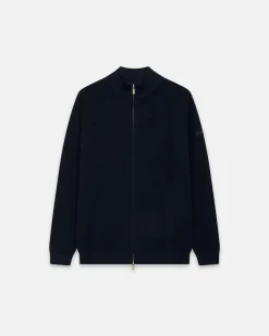 Outlet Maglia a Costa Inglese con Full Zip / Uomo Maglieria