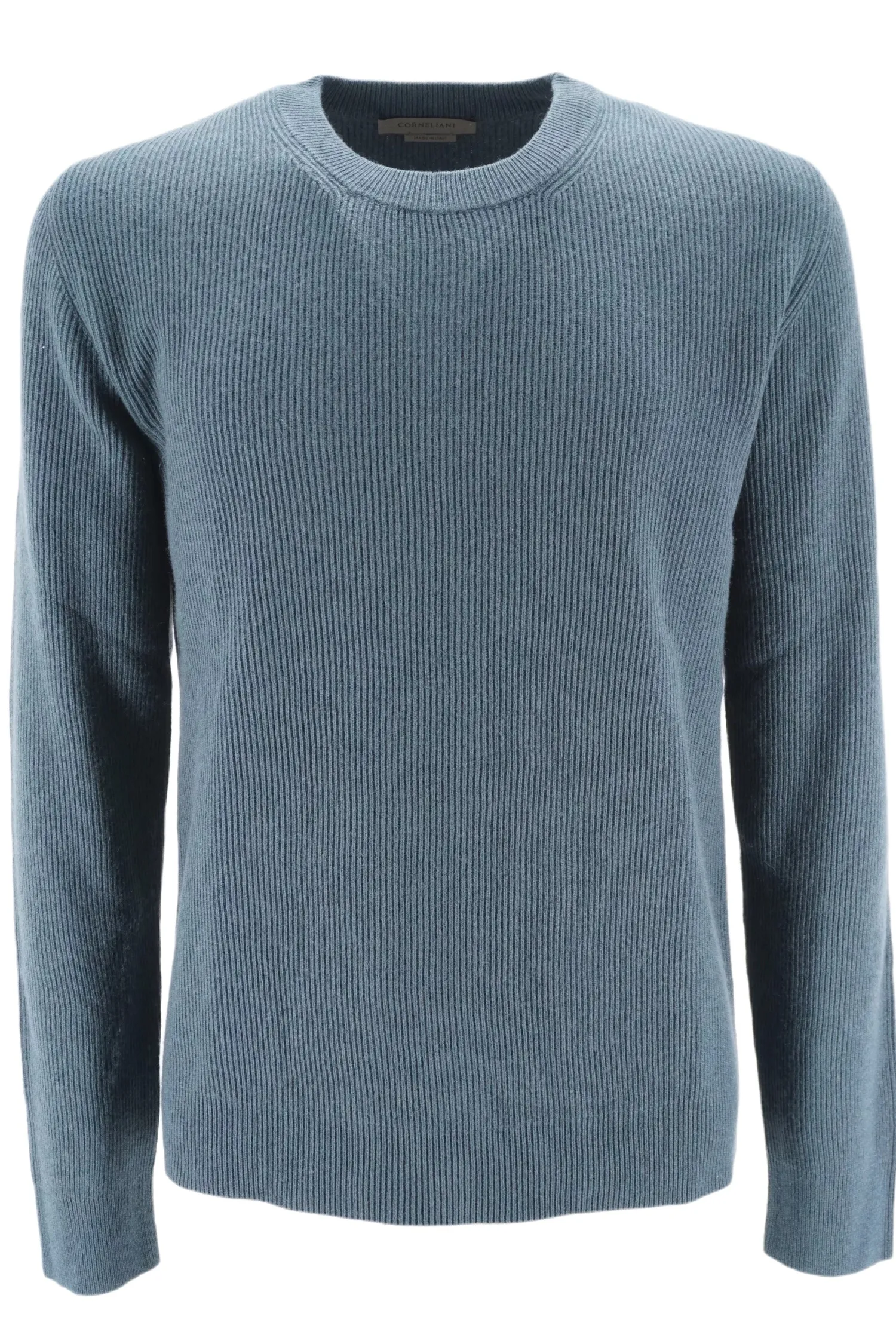 New Maglia a Costine in Seta e Cashmere / Celeste Uomo Maglieria