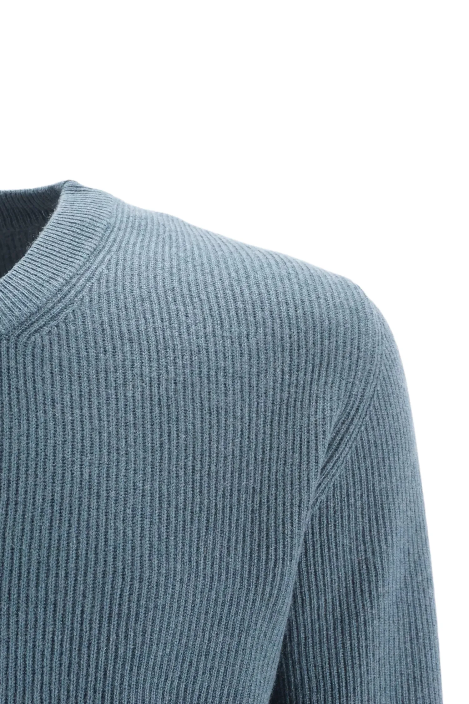 New Maglia a Costine in Seta e Cashmere / Celeste Uomo Maglieria