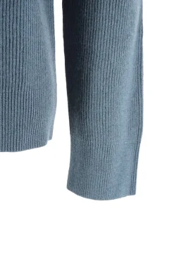 New Maglia a Costine in Seta e Cashmere / Celeste Uomo Maglieria