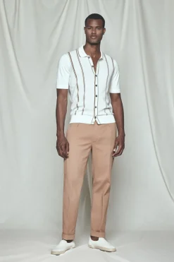 Best Maglia Camicia con Fantasia a Righe / Beige Uomo Polo