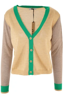 Maglia Cardigan con Dettagli a Contrasto / Donna Maglieria